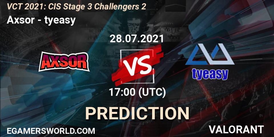 Axsor - tyeasy: Maç tahminleri. 28.07.2021 at 17:00, VALORANT, VCT 2021: CIS Stage 3 Challengers 2