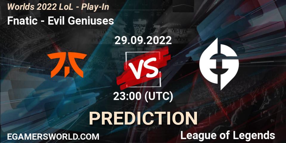 Fnatic - Evil Geniuses: Maç tahminleri. 29.09.22, LoL, Worlds 2022 LoL - Play-In