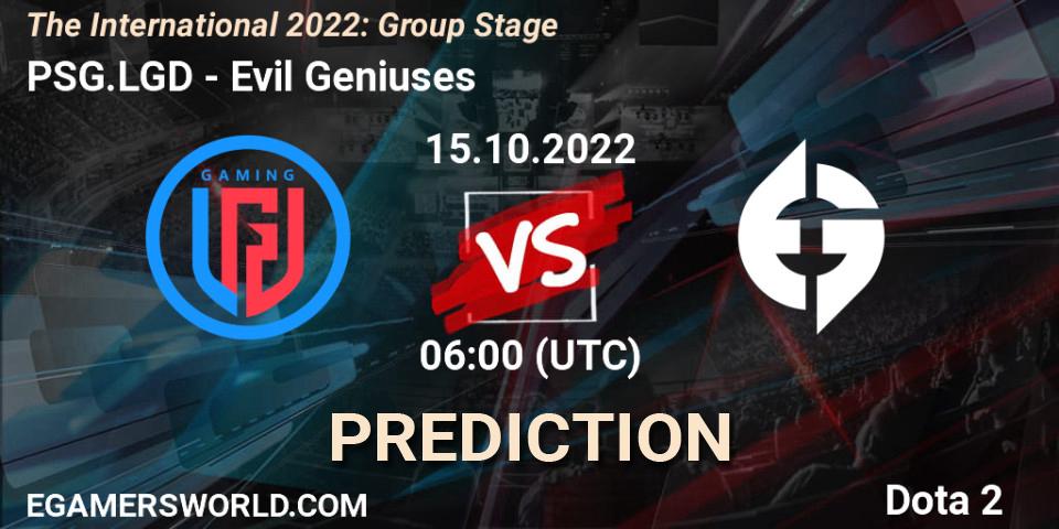 PSG.LGD - Evil Geniuses: Maç tahminleri. 15.10.22, Dota 2, The International 2022: Group Stage