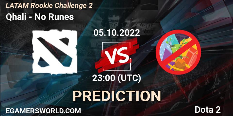 Qhali - No Runes: Maç tahminleri. 05.10.2022 at 22:21, Dota 2, LATAM Rookie Challenge 2