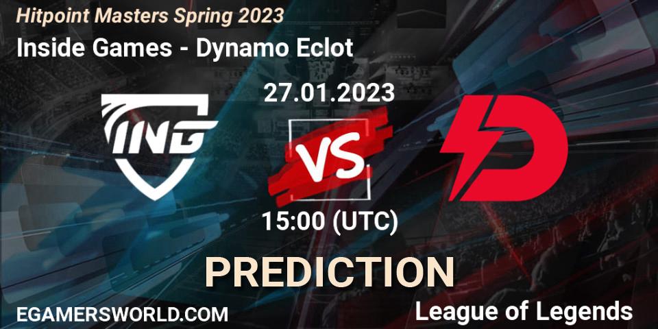 Inside Games - Dynamo Eclot: Maç tahminleri. 27.01.2023 at 16:00, LoL, Hitpoint Masters Spring 2023