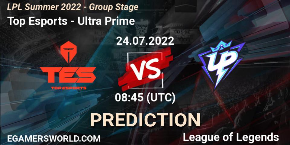 Top Esports - Ultra Prime: Maç tahminleri. 24.07.2022 at 09:00, LoL, LPL Summer 2022 - Group Stage