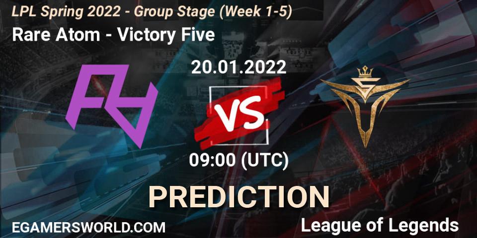 Rare Atom - Victory Five: Maç tahminleri. 20.01.2022 at 09:00, LoL, LPL Spring 2022 - Group Stage (Week 1-5)