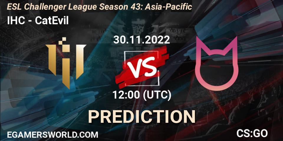 IHC - CatEvil: Maç tahminleri. 30.11.22, CS2 (CS:GO), ESL Challenger League Season 43: Asia-Pacific