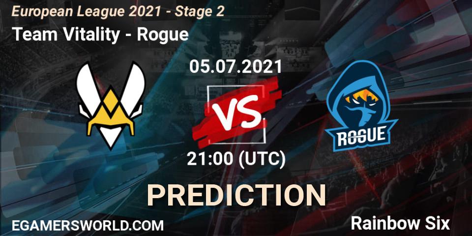 Team Vitality - Rogue: Maç tahminleri. 05.07.2021 at 21:00, Rainbow Six, European League 2021 - Stage 2