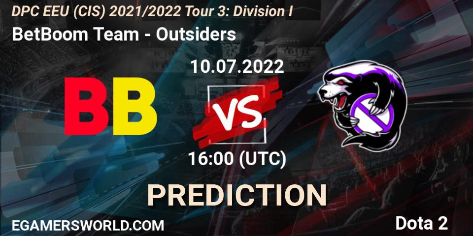 BetBoom Team - Outsiders: Maç tahminleri. 10.07.2022 at 13:00, Dota 2, DPC EEU (CIS) 2021/2022 Tour 3: Division I