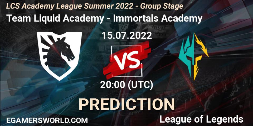 Team Liquid Academy - Immortals Academy: Maç tahminleri. 15.07.2022 at 20:00, LoL, LCS Academy League Summer 2022 - Group Stage