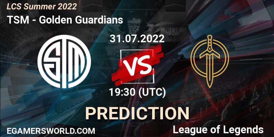 TSM - Golden Guardians: Maç tahminleri. 31.07.2022 at 19:30, LoL, LCS Summer 2022