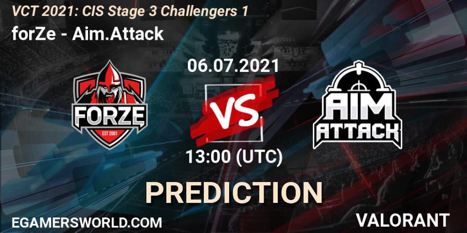 forZe - Aim.Attack: Maç tahminleri. 06.07.2021 at 13:00, VALORANT, VCT 2021: CIS Stage 3 Challengers 1