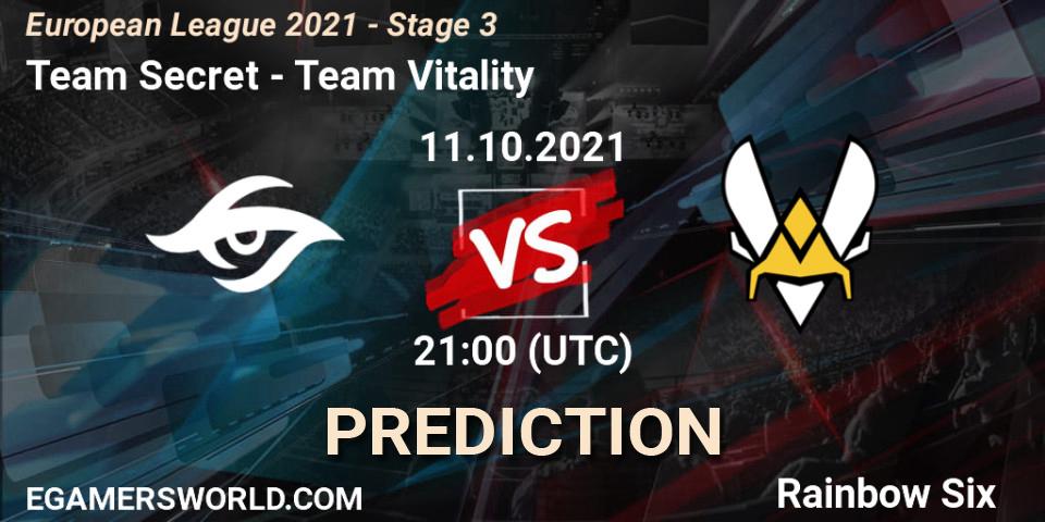 Team Secret - Team Vitality: Maç tahminleri. 11.10.21, Rainbow Six, European League 2021 - Stage 3