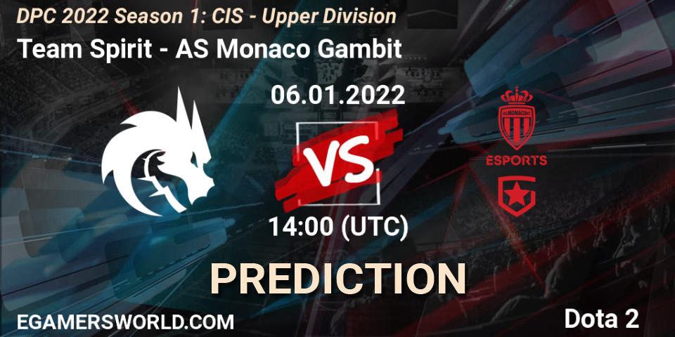 Team Spirit - AS Monaco Gambit: Maç tahminleri. 06.01.22, Dota 2, DPC 2022 Season 1: CIS - Upper Division
