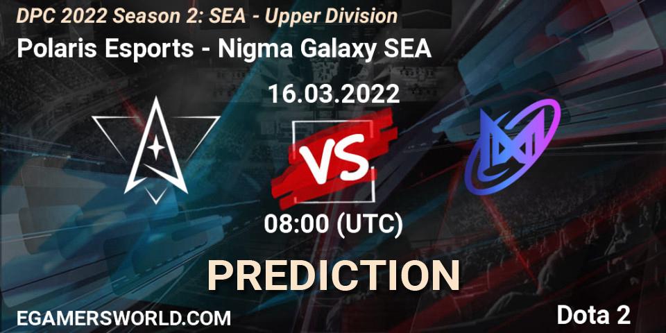 Polaris Esports - Nigma Galaxy SEA: Maç tahminleri. 16.03.2022 at 07:20, Dota 2, DPC 2021/2022 Tour 2 (Season 2): SEA Division I (Upper)