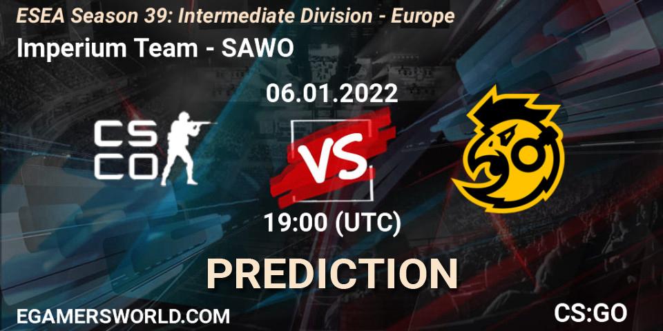 Imperium Team - SAWO: Maç tahminleri. 06.01.2022 at 19:00, Counter-Strike (CS2), ESEA Season 39: Intermediate Division - Europe