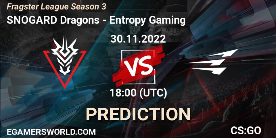 SNOGARD Dragons - Entropy Gaming: Maç tahminleri. 30.11.22, CS2 (CS:GO), Fragster League Season 3