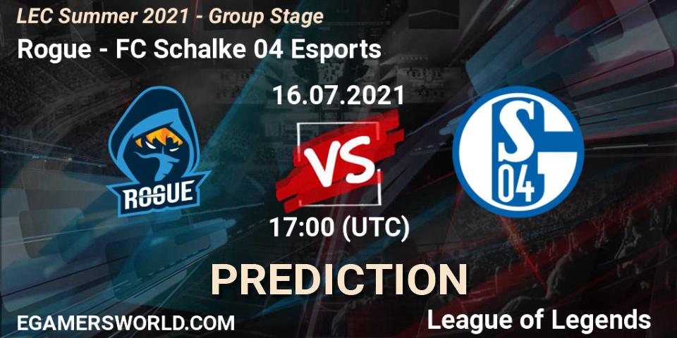 Rogue - FC Schalke 04 Esports: Maç tahminleri. 16.07.21, LoL, LEC Summer 2021 - Group Stage