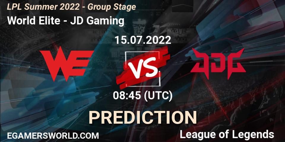 World Elite - JD Gaming: Maç tahminleri. 15.07.2022 at 09:00, LoL, LPL Summer 2022 - Group Stage