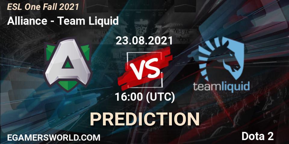 Alliance - Team Liquid: Maç tahminleri. 24.08.2021 at 16:00, Dota 2, ESL One Fall 2021