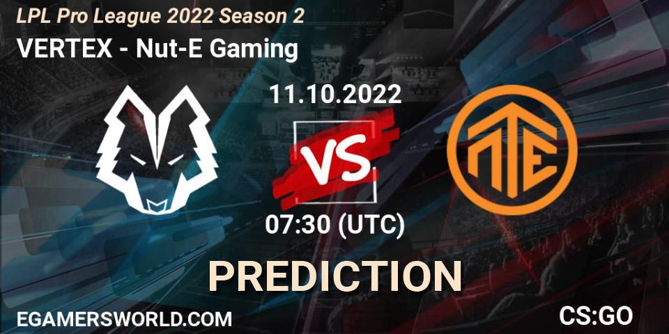 VERTEX - Nut-E Gaming: Maç tahminleri. 11.10.2022 at 07:30, Counter-Strike (CS2), LPL Pro League 2022 Season 2