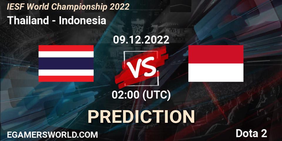 Thailand - Indonesia: Maç tahminleri. 09.12.22, Dota 2, IESF World Championship 2022 