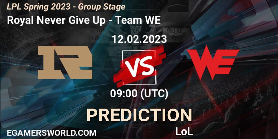Royal Never Give Up - Team WE: Maç tahminleri. 12.02.23, LoL, LPL Spring 2023 - Group Stage