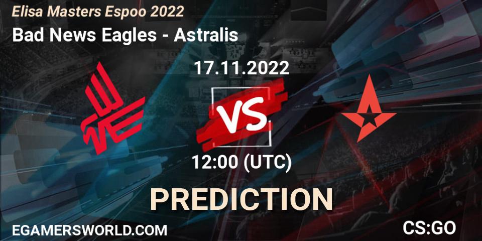 Bad News Eagles - Astralis: Maç tahminleri. 17.11.22, CS2 (CS:GO), Elisa Masters Espoo 2022
