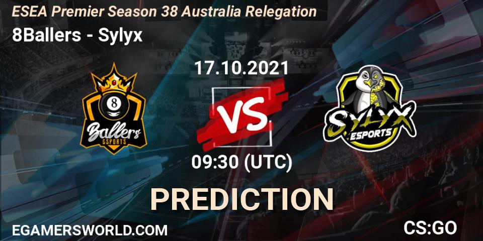 8Ballers - Sylyx: Maç tahminleri. 17.10.2021 at 09:30, Counter-Strike (CS2), ESEA Premier Season 38 Australia Relegation