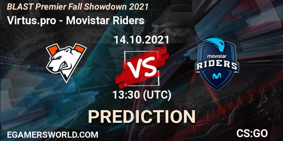 Virtus.pro - Movistar Riders: Maç tahminleri. 14.10.2021 at 13:30, Counter-Strike (CS2), BLAST Premier Fall Showdown 2021
