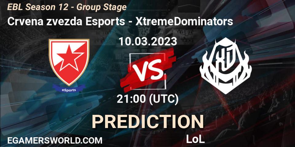 Crvena zvezda Esports - XtremeDominators: Maç tahminleri. 10.03.23, LoL, EBL Season 12 - Group Stage