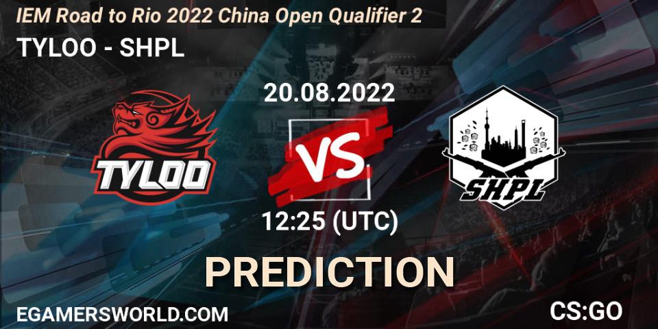 TYLOO - SHPL: Maç tahminleri. 20.08.2022 at 12:25, Counter-Strike (CS2), IEM Road to Rio 2022 China Open Qualifier 2