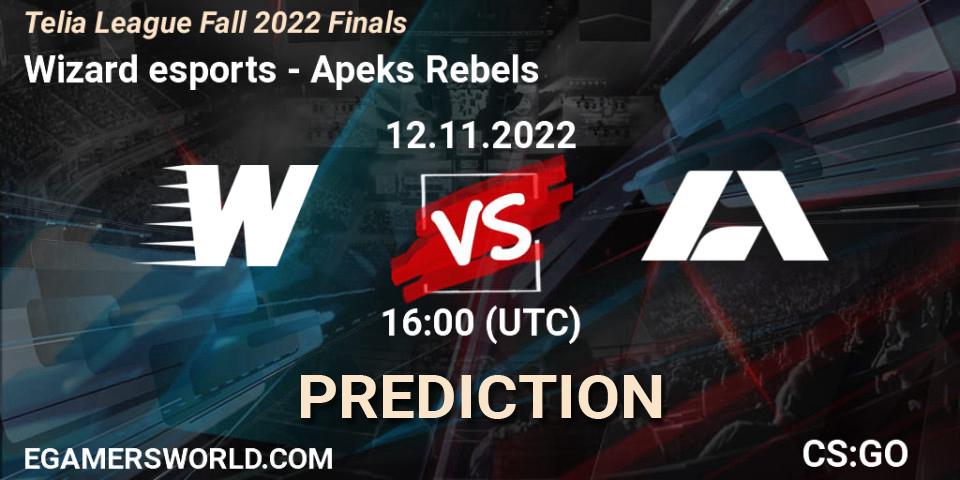 Wizard esports - Apeks Rebels: Maç tahminleri. 12.11.2022 at 16:00, Counter-Strike (CS2), Telia League Fall 2022 Finals