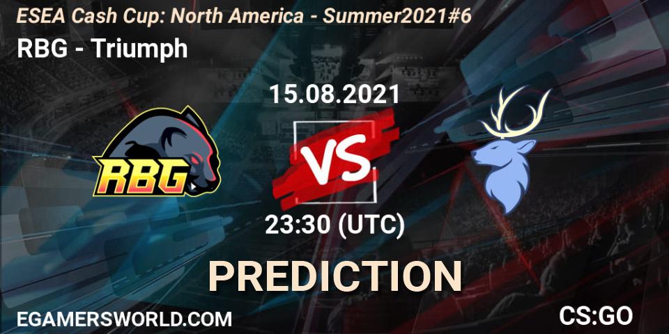 RBG - Triumph: Maç tahminleri. 15.08.2021 at 23:30, Counter-Strike (CS2), ESEA Cash Cup: North America - Summer 2021 #6