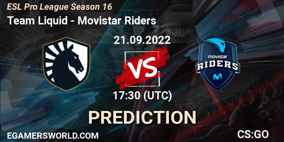 Team Liquid - Movistar Riders: Maç tahminleri. 21.09.22, CS2 (CS:GO), ESL Pro League Season 16