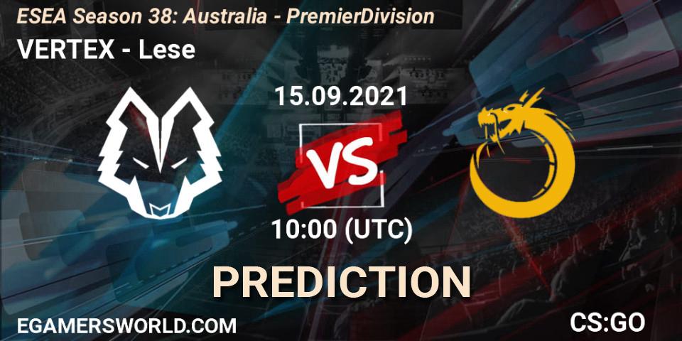 VERTEX - Lese: Maç tahminleri. 20.09.2021 at 10:00, Counter-Strike (CS2), ESEA Season 38: Australia - Premier Division