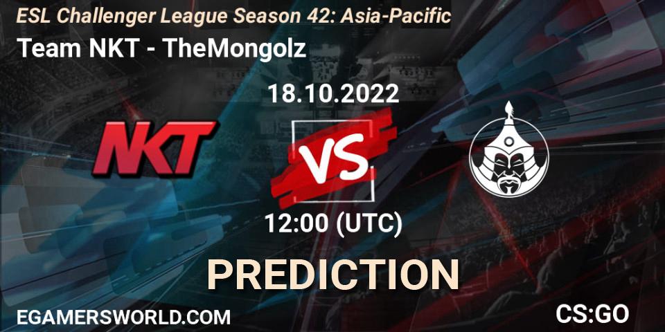 Team NKT - TheMongolz: Maç tahminleri. 18.10.2022 at 12:00, Counter-Strike (CS2), ESL Challenger League Season 42: Asia-Pacific