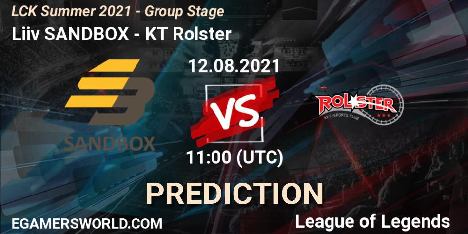 Liiv SANDBOX - KT Rolster: Maç tahminleri. 12.08.2021 at 11:00, LoL, LCK Summer 2021 - Group Stage