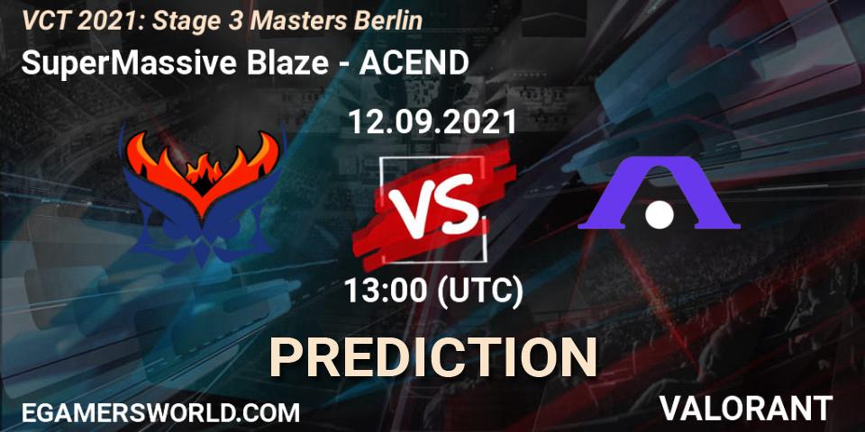 SuperMassive Blaze - ACEND: Maç tahminleri. 10.09.2021 at 13:00, VALORANT, VCT 2021: Stage 3 Masters Berlin