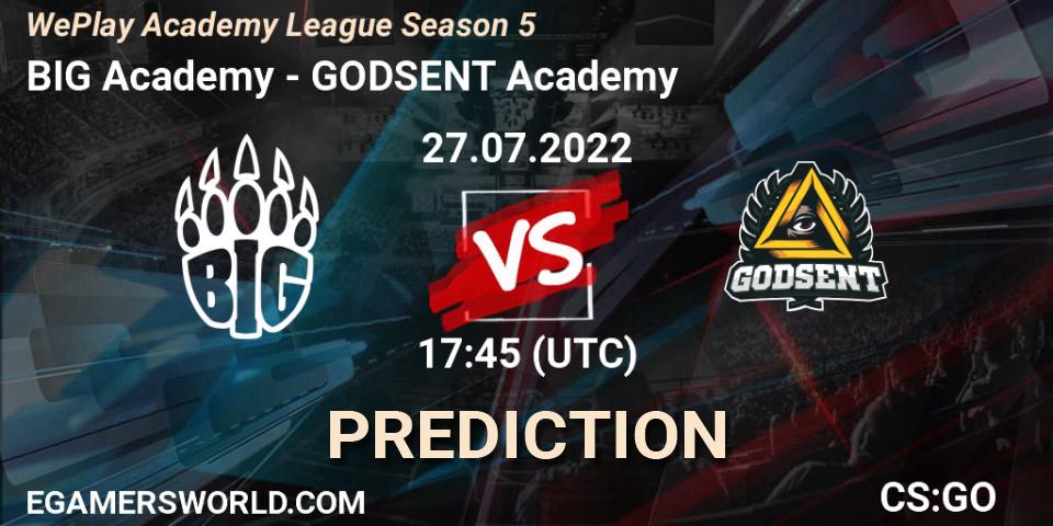 BIG Academy - GODSENT Academy: Maç tahminleri. 27.07.2022 at 17:45, Counter-Strike (CS2), WePlay Academy League Season 5