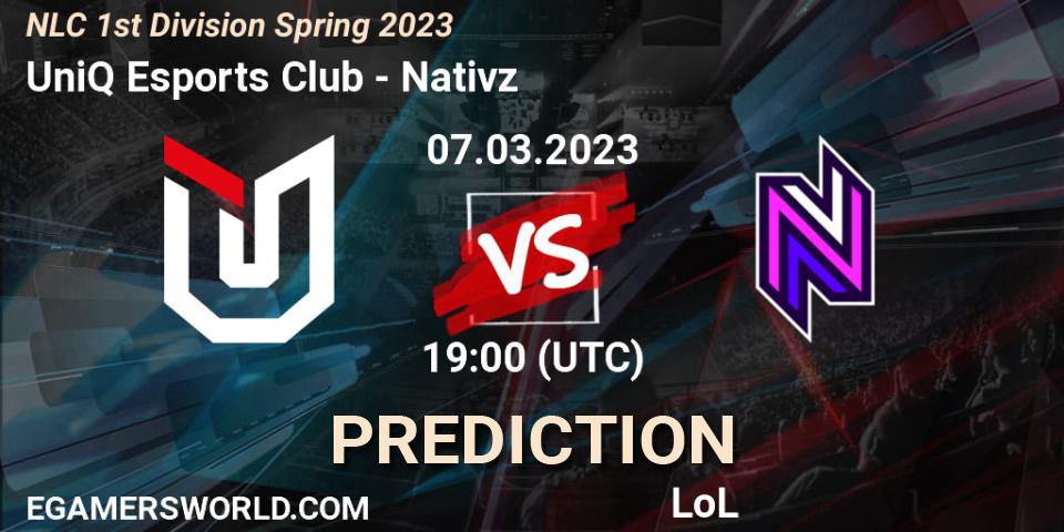 UniQ Esports Club - Nativz: Maç tahminleri. 08.02.23, LoL, NLC 1st Division Spring 2023