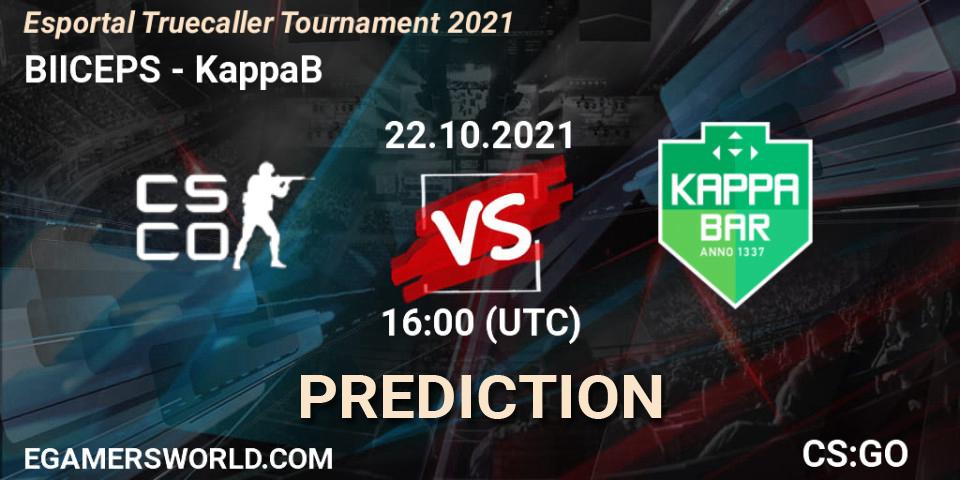 BIICEPS - KappaB: Maç tahminleri. 22.10.2021 at 16:25, Counter-Strike (CS2), Esportal Truecaller Tournament