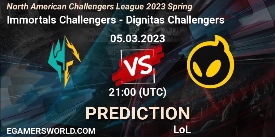 Immortals Challengers - Dignitas Challengers: Maç tahminleri. 05.03.23, LoL, NACL 2023 Spring - Group Stage