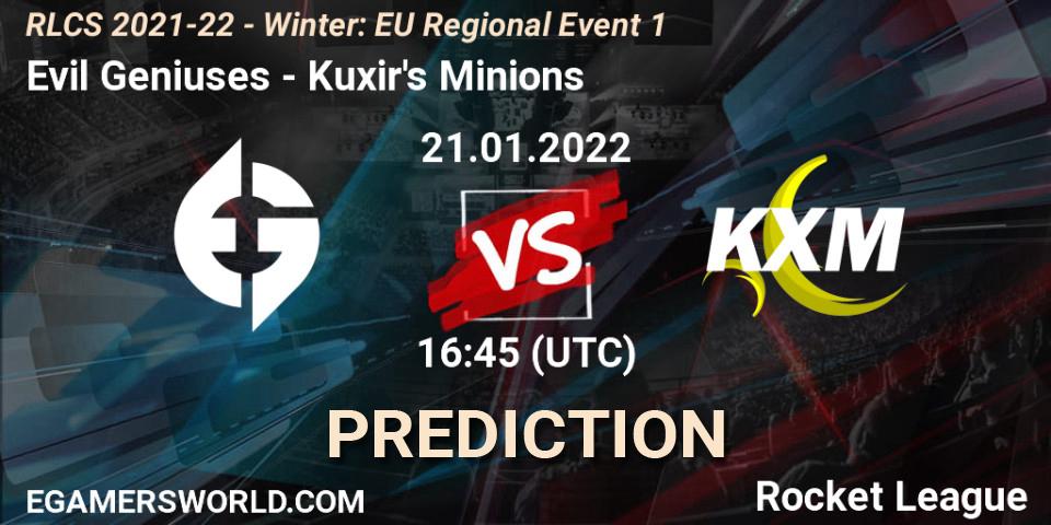 Evil Geniuses - Kuxir's Minions: Maç tahminleri. 21.01.2022 at 16:45, Rocket League, RLCS 2021-22 - Winter: EU Regional Event 1