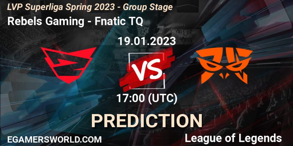 Rebels Gaming - Fnatic TQ: Maç tahminleri. 19.01.2023 at 17:00, LoL, LVP Superliga Spring 2023 - Group Stage