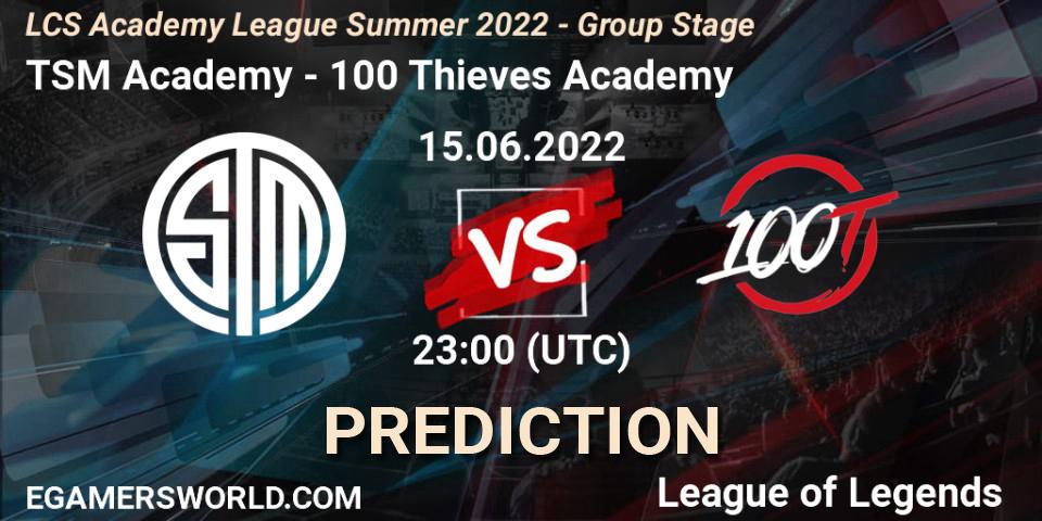 TSM Academy - 100 Thieves Academy: Maç tahminleri. 15.06.2022 at 22:00, LoL, LCS Academy League Summer 2022 - Group Stage