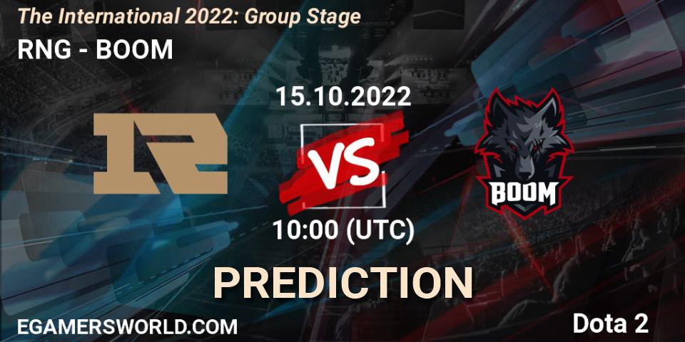 RNG - BOOM: Maç tahminleri. 15.10.22, Dota 2, The International 2022: Group Stage