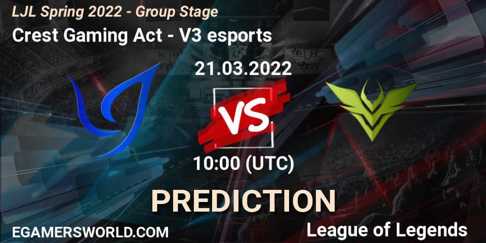 Crest Gaming Act - V3 esports: Maç tahminleri. 21.03.2022 at 10:00, LoL, LJL Spring 2022 - Group Stage