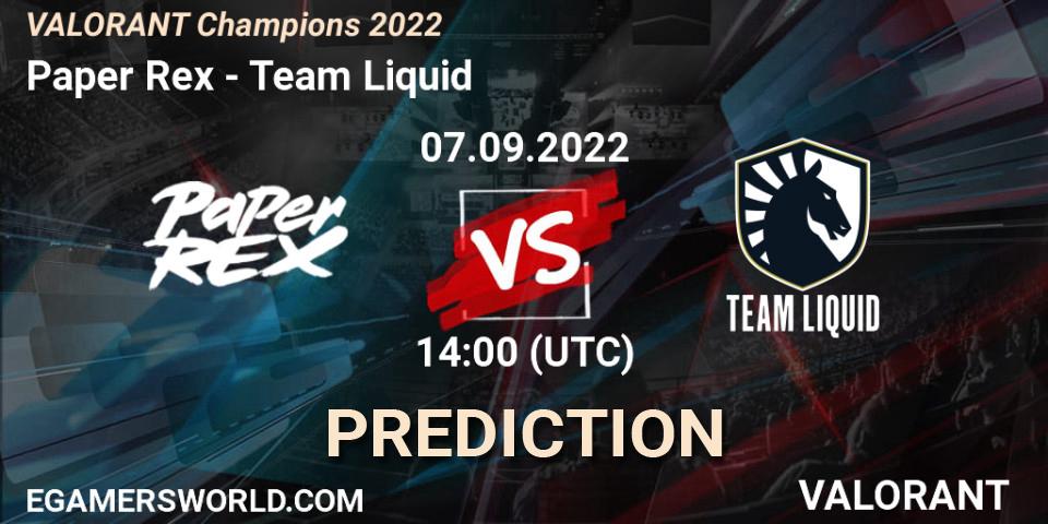 Paper Rex - Team Liquid: Maç tahminleri. 07.09.22, VALORANT, VALORANT Champions 2022