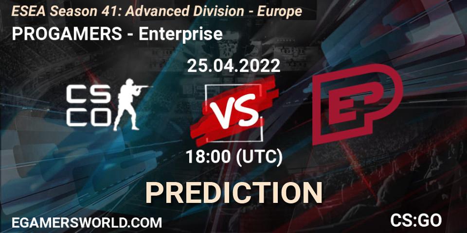 ProGamers - Enterprise: Maç tahminleri. 25.04.2022 at 18:00, Counter-Strike (CS2), ESEA Season 41: Advanced Division - Europe