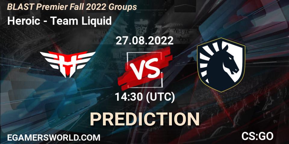 Heroic - Team Liquid: Maç tahminleri. 27.08.2022 at 14:30, Counter-Strike (CS2), BLAST Premier Fall 2022 Groups