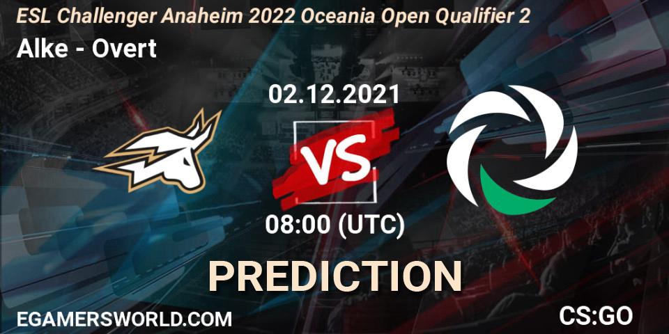 Alke - Overt: Maç tahminleri. 02.12.2021 at 08:00, Counter-Strike (CS2), ESL Challenger Anaheim 2022 Oceania Open Qualifier 2