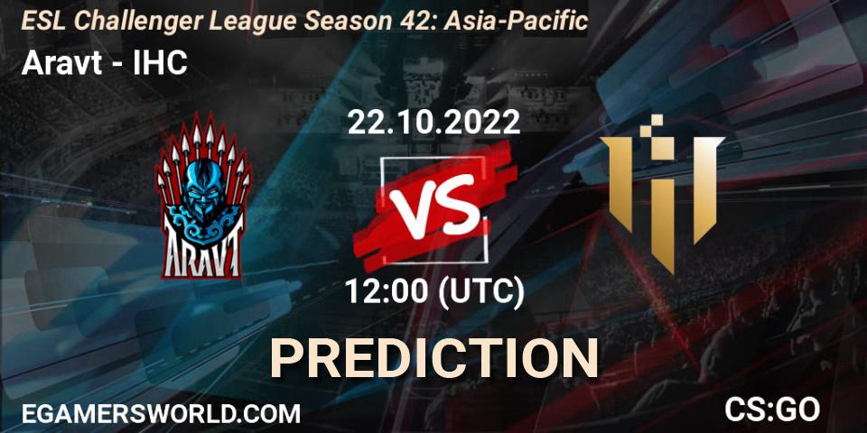 Aravt - IHC: Maç tahminleri. 22.10.2022 at 12:00, Counter-Strike (CS2), ESL Challenger League Season 42: Asia-Pacific